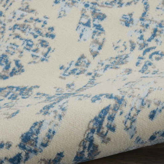 Nourison - Jubilant 86in x 12 White and Blue Area Rug - JUB09-99446764836 veiw 2
