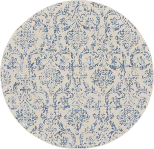 Nourison - Jubilant 8 x Round White and Blue Area Rug - JUB09-99446764232 veiw 1