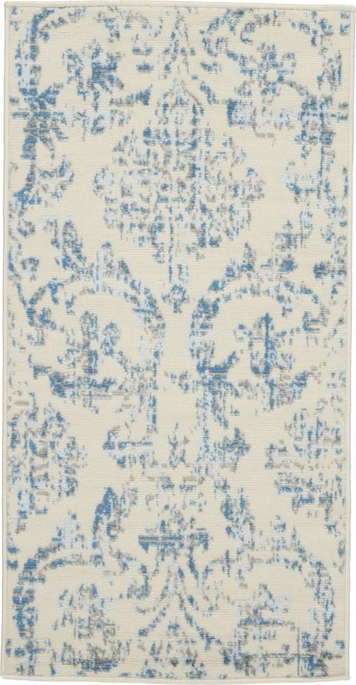 Nourison - Jubilant 2 x 4 Small White and Blue Damask Area Rug - JUB09-99446478733 veiw 1