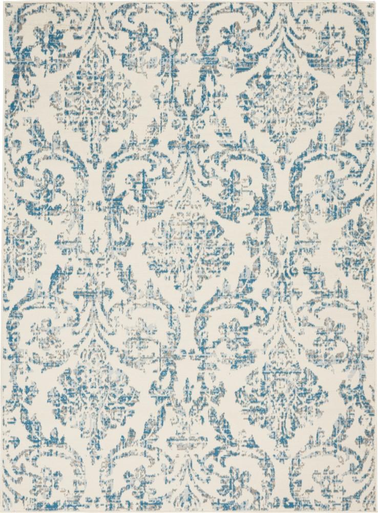Nourison - Jubilant JUB09 White and Blue 53in x 73in Farmhouse Area Rug - JUB09-99446478788 veiw 1