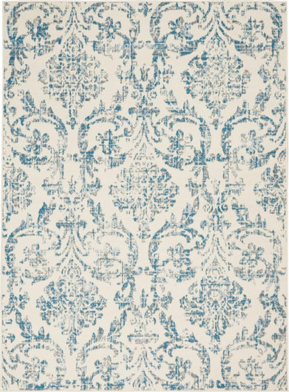 Nourison - Jubilant JUB09 White and Blue 53in x 73in Farmhouse Area Rug - JUB09-99446478788 veiw 1
