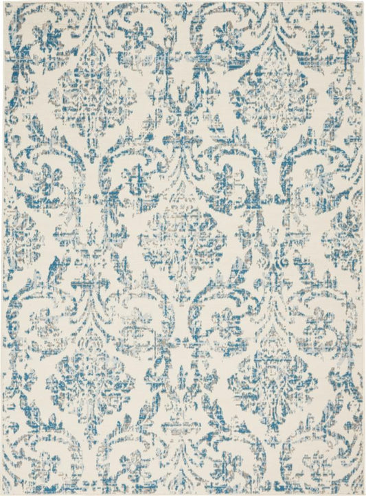 Nourison - Jubilant JUB09 White and Blue 53in x 73in Farmhouse Area Rug - JUB09-99446478788 veiw 1