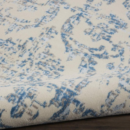 Nourison - Jubilant JUB09 White and Blue 53in x Round Farmhouse Area Rug - JUB09-99446478771 veiw 2