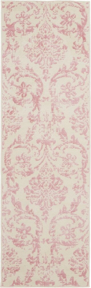 Nourison - Jubilant JUB09 White and Pink 23in x 73in Low-pile Hallway Rug - JUB09-99446221360 veiw 1