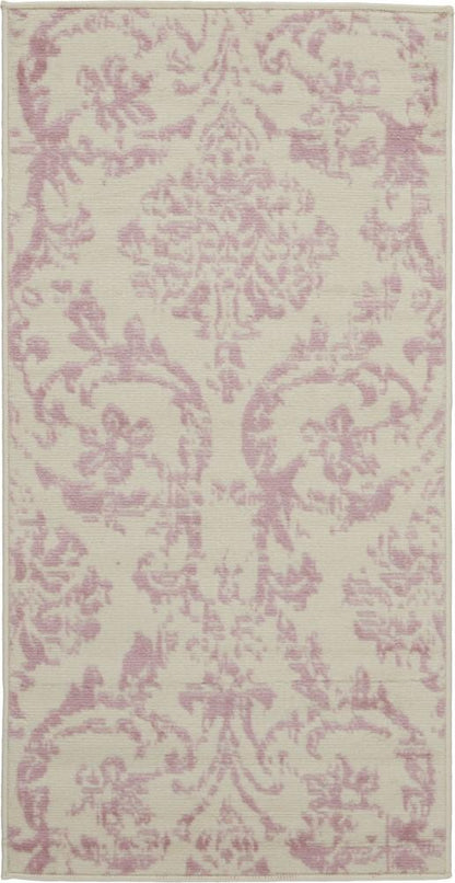 Nourison - Jubilant 2 x 4 Small White and Pink Damask Area Rug - JUB09-99446478818 veiw 1