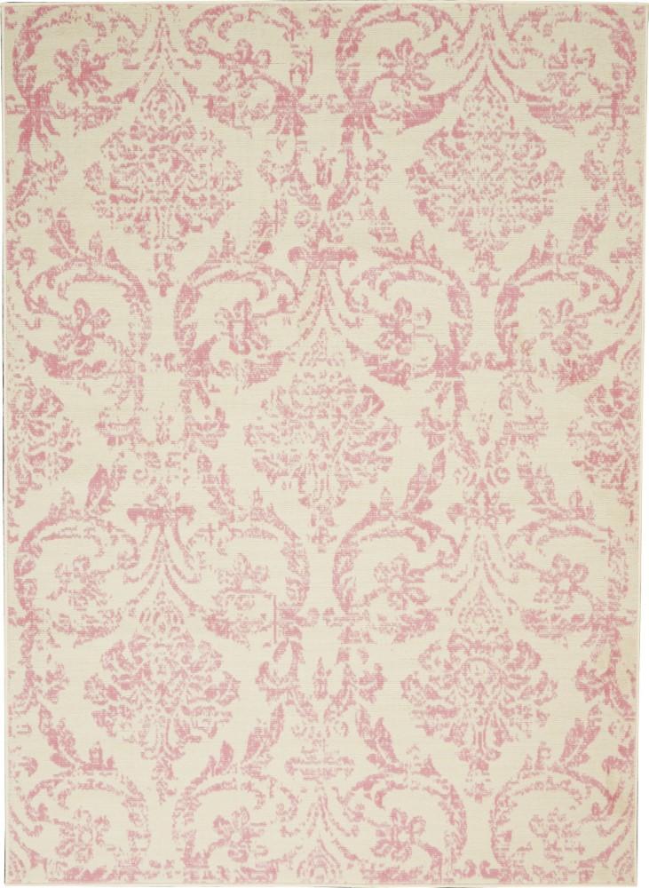 Nourison - Jubilant JUB09 White and Pink 4x6 Farmhouse Area Rug - JUB09-99446478825 veiw 1