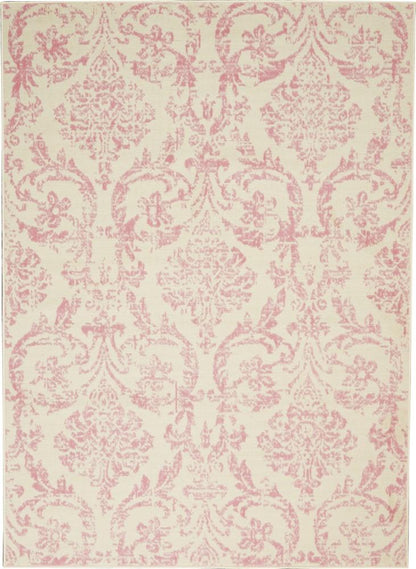 Nourison - Jubilant JUB09 White and Pink 53in x 73in Farmhouse Area Rug - JUB09-99446478863 veiw 1