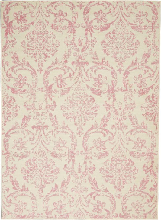 Nourison - Jubilant JUB09 White and Pink 6x9 Farmhouse Area Rug - JUB09-99446478887 veiw 1