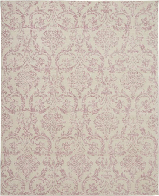 Nourison - Jubilant JUB09 White and Pink 710in x 910in Large Low-pile Rug - JUB09-99446478870 veiw 1