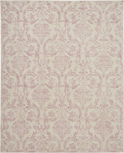 Nourison - Jubilant 86in x 12 White and Pink Area Rug - JUB09-99446764843 veiw 1