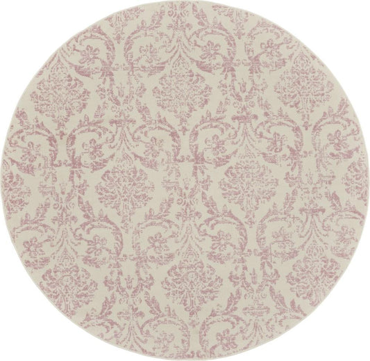 Nourison - Jubilant 8 x Round White and Pink Area Rug - JUB09-99446764263 veiw 1