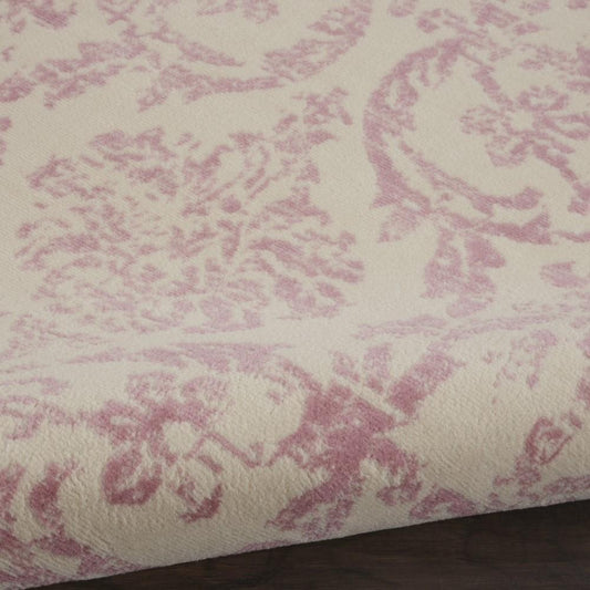 Nourison - Jubilant 8 x Round White and Pink Area Rug - JUB09-99446764263 veiw 2