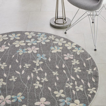 Nourison - Tranquil TRA04 Bone 53in x Round Floral Area Rug - TRA04-99446484628 veiw 3