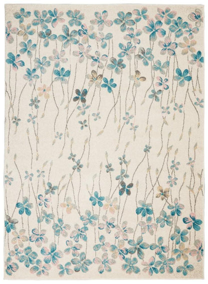 Nourison - Tranquil TRA04 Ivory White 53in x 73in Floral Area Rug - TRA04-99446484826 veiw 1