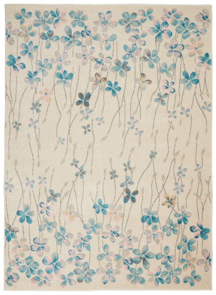Nourison - Tranquil TRA04 Ivory White 6x9 Floral Area Rug - TRA04-99446484833 veiw 1