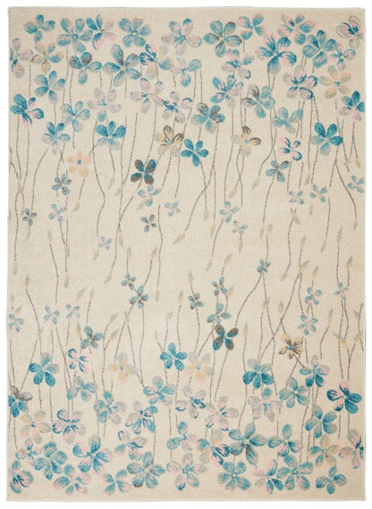 Nourison - Tranquil TRA04 Ivory White 6x9 Floral Area Rug - TRA04-99446484833 veiw 1