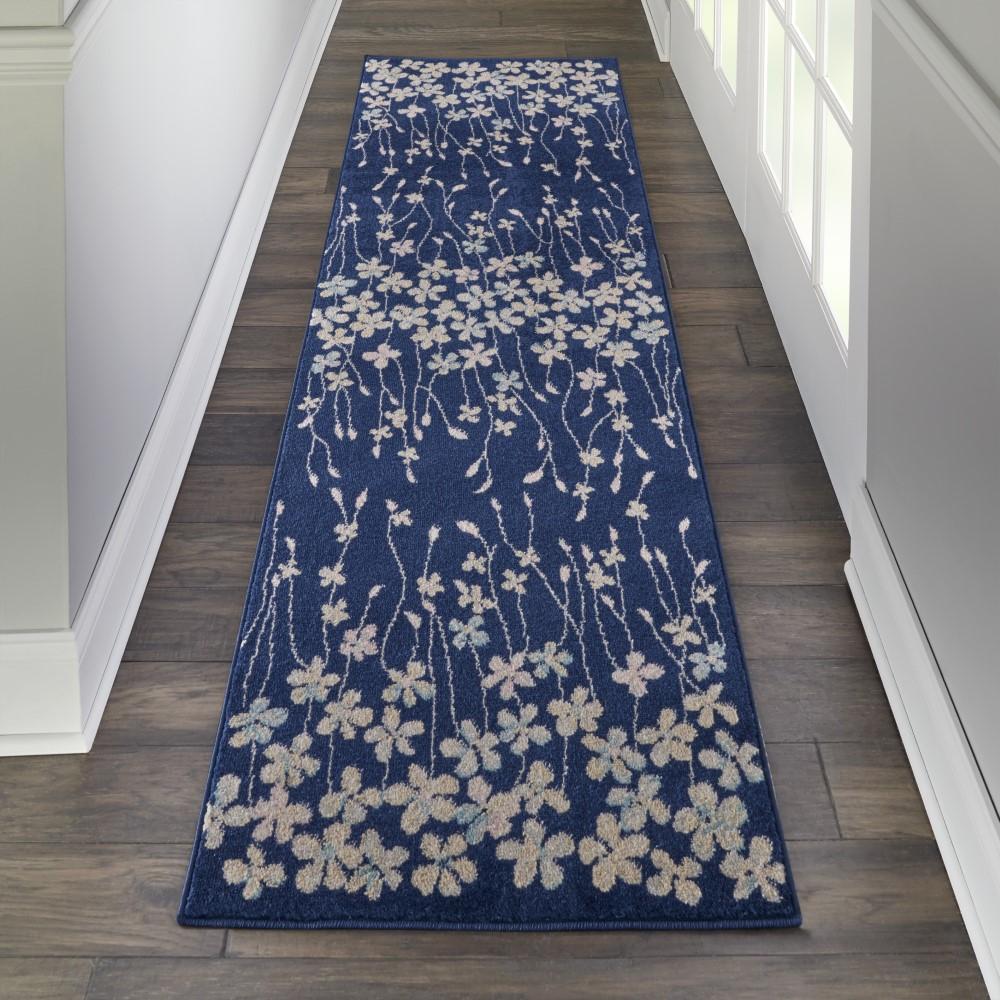Nourison - Tranquil TRA04 Navy Blue 23in x 73in Hallway Rug - TRA04-99446484390 veiw 2