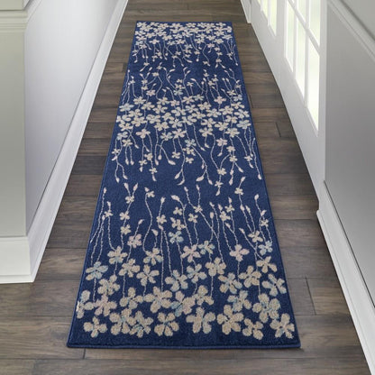 Nourison - Tranquil TRA04 Navy Blue 23in x 73in Hallway Rug - TRA04-99446484390 veiw 2