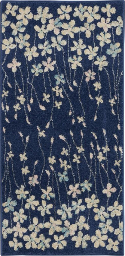 Nourison - Tranquil 2x4 Navy Blue Floral Small Rug - TRA04-99446484383 veiw 1