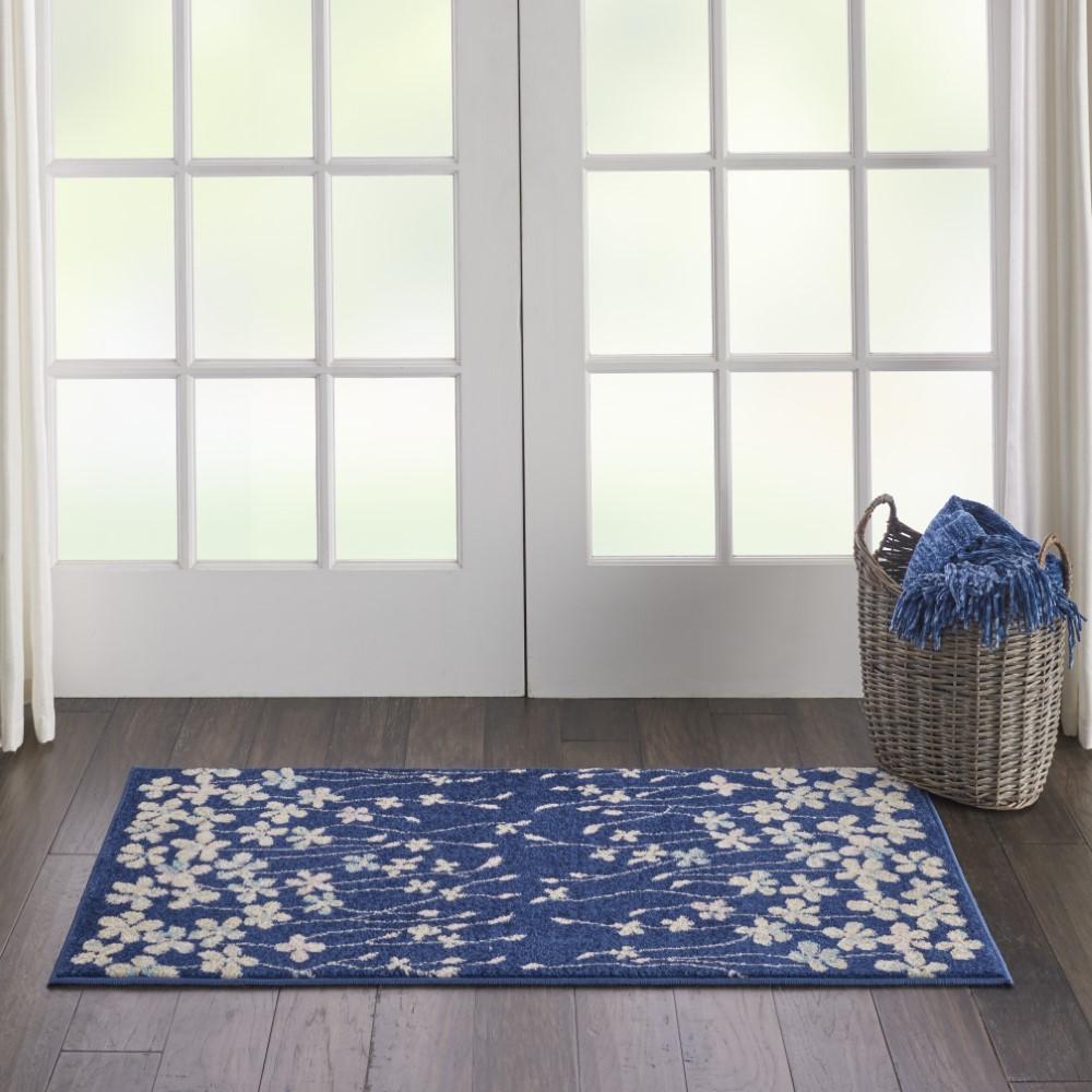 Nourison - Tranquil 2x4 Navy Blue Floral Small Rug - TRA04-99446484383 veiw 2