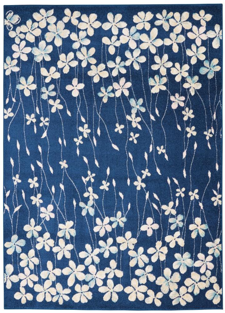 Nourison - Tranquil TRA04 Navy Blue 53in x 73in Floral Area Rug - TRA04-99446484413 veiw 1