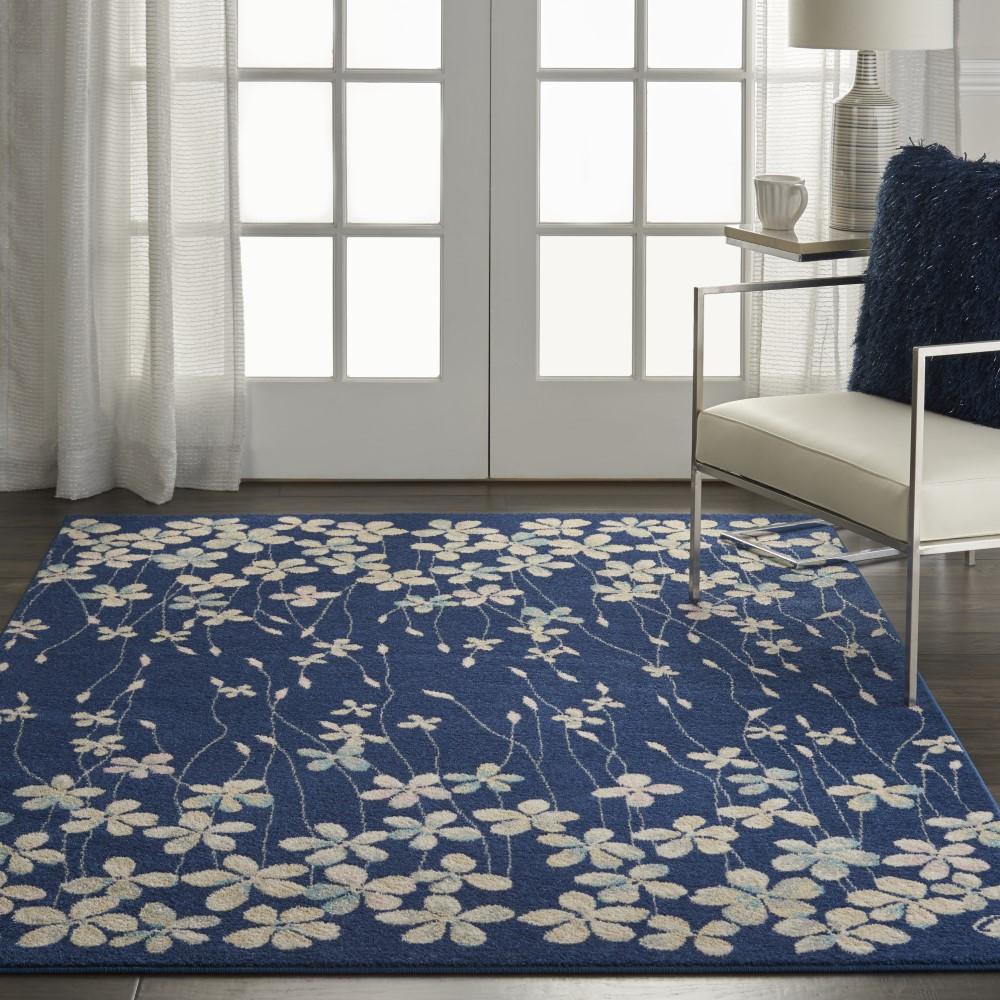 Nourison - Tranquil TRA04 Navy Blue 53in x 73in Floral Area Rug - TRA04-99446484413 veiw 2