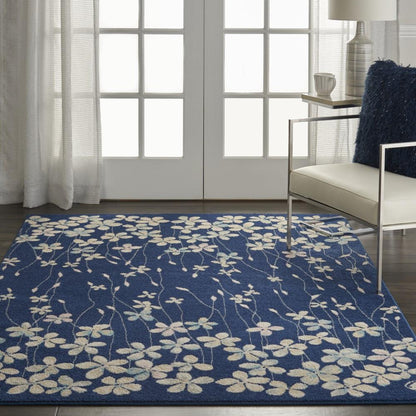 Nourison - Tranquil TRA04 Navy Blue 53in x 73in Floral Area Rug - TRA04-99446484413 veiw 2