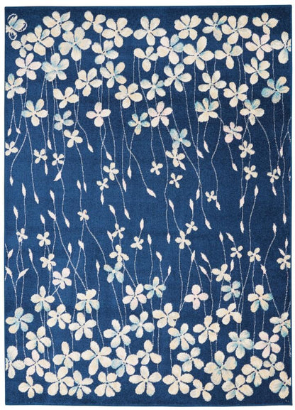Nourison - Tranquil TRA04 Navy Blue 6x9 Floral Area Rug - TRA04-99446484468 veiw 1