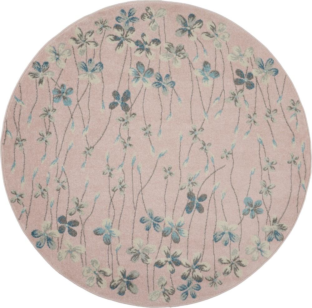 Nourison - Tranquil TRA04 Pink 53in x Round Floral Area Rug - TRA04-99446484765 veiw 1