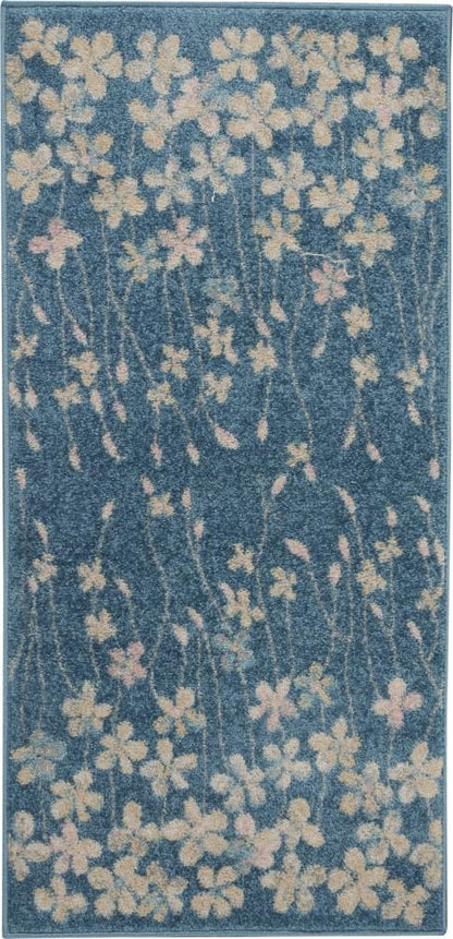 Nourison - Tranquil 2x4 Turquoise Blue Floral Small Rug - TRA04-99446484901 veiw 1