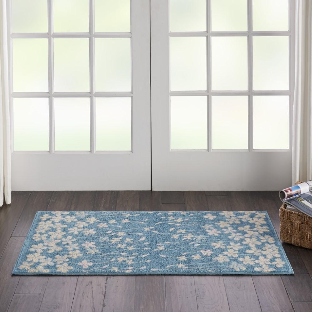 Nourison - Tranquil 2x4 Turquoise Blue Floral Small Rug - TRA04-99446484901 veiw 2