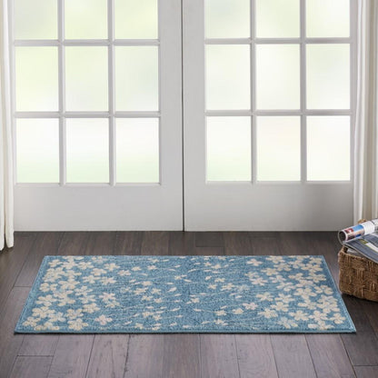 Nourison - Tranquil 2x4 Turquoise Blue Floral Small Rug - TRA04-99446484901 veiw 2