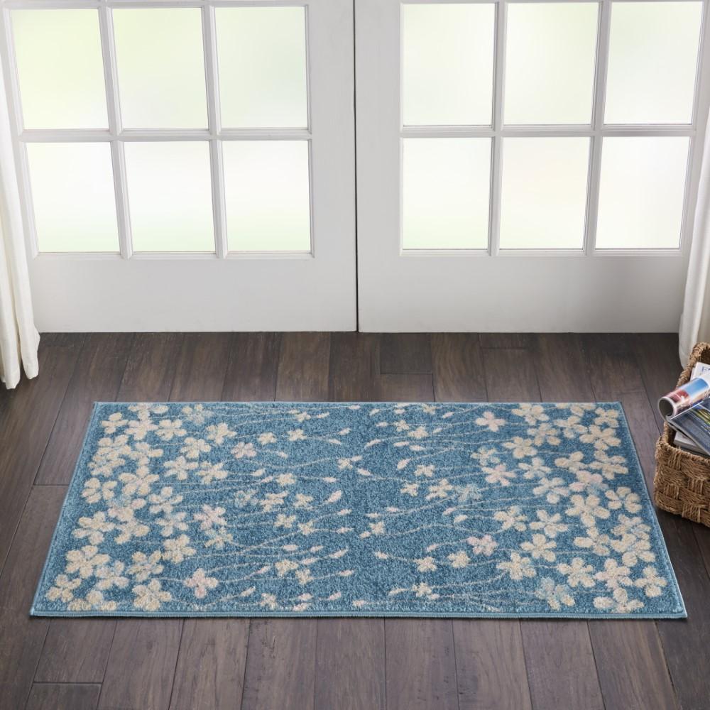 Nourison - Tranquil 2x4 Turquoise Blue Floral Small Rug - TRA04-99446484901 veiw 3