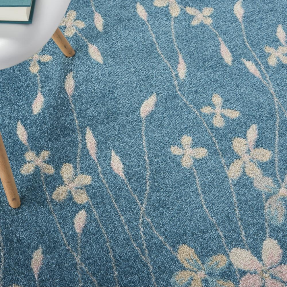 Nourison - Tranquil TRA04 Turquoise Blue 53in x 73in Floral Area Rug - TRA04-99446484925 veiw 3