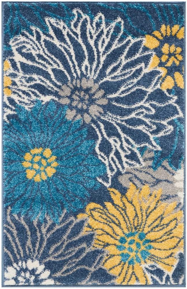 Nourison - Passion 22in x 34in Blue Floral Area Rug - PSN17-99446403025 veiw 1