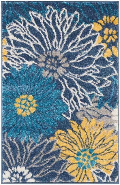 Nourison - Passion 22in x 34in Blue Floral Area Rug - PSN17-99446403025 veiw 1