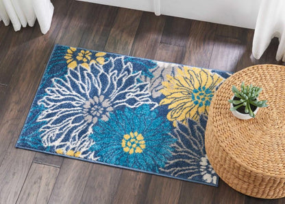 Nourison - Passion 22in x 34in Blue Floral Area Rug - PSN17-99446403025 veiw 2
