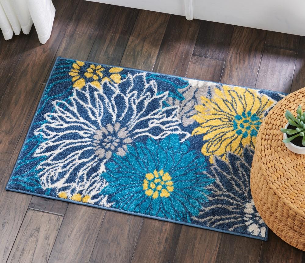 Nourison - Passion 22in x 34in Blue Floral Area Rug - PSN17-99446403025 veiw 3
