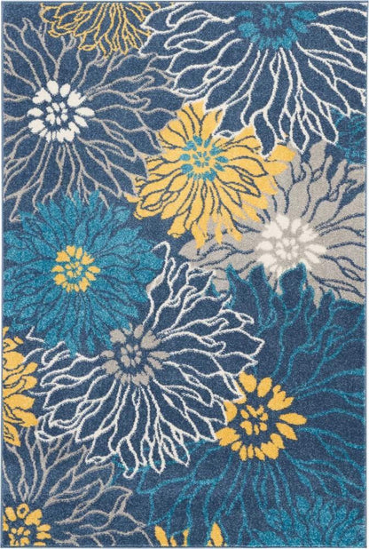 Nourison - Passion PSN17 Blue 39in x 59in Floral Area Rug - PSN17-99446403049 veiw 1