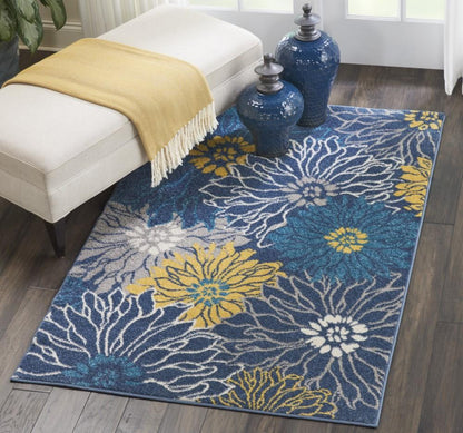 Nourison - Passion PSN17 Blue 39in x 59in Floral Area Rug - PSN17-99446403049 veiw 3