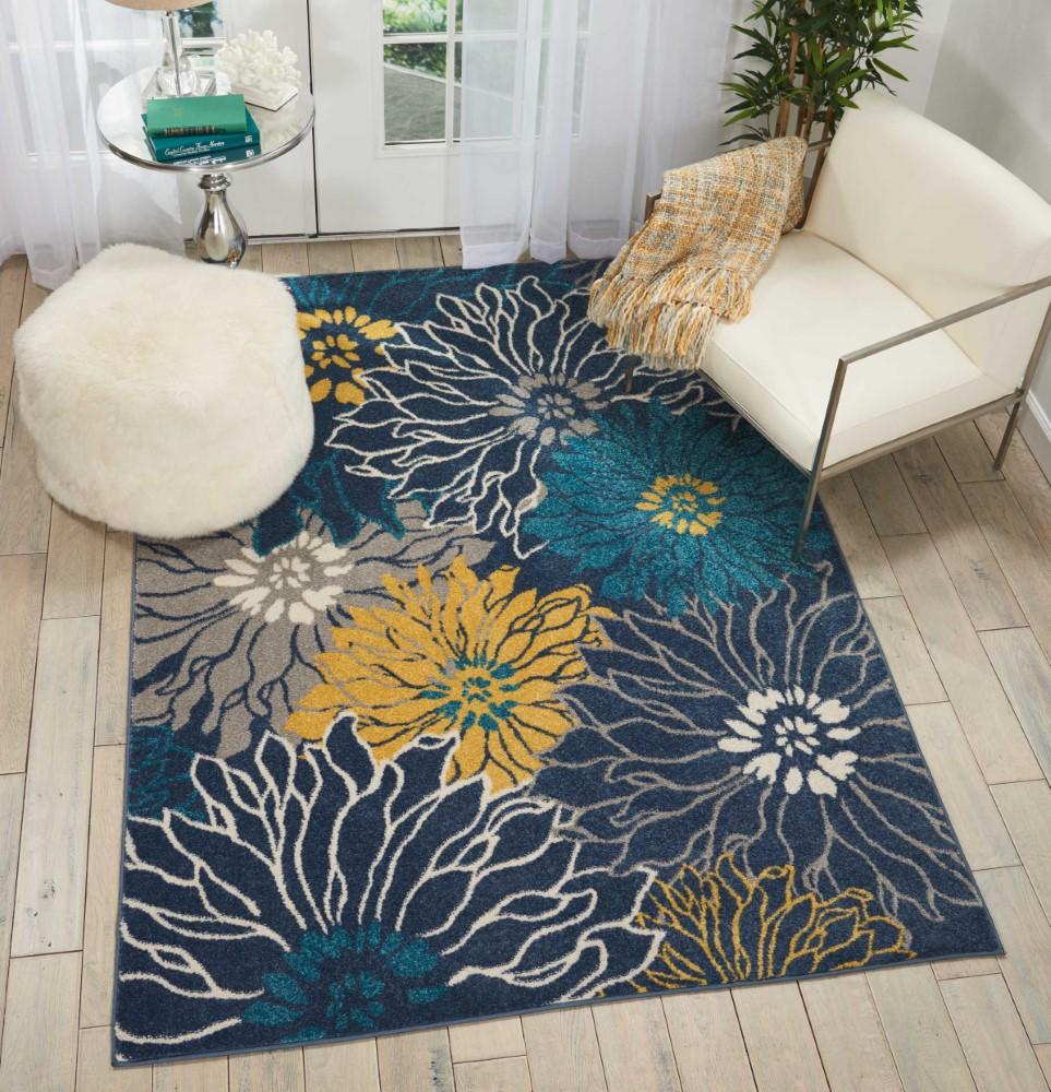 Nourison - Passion PSN17 Blue 53in x 73in Floral Area Rug - PSN17-99446403070 veiw 2