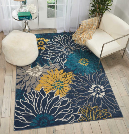 Nourison - Passion PSN17 Blue 53in x 73in Floral Area Rug - PSN17-99446403070 veiw 2