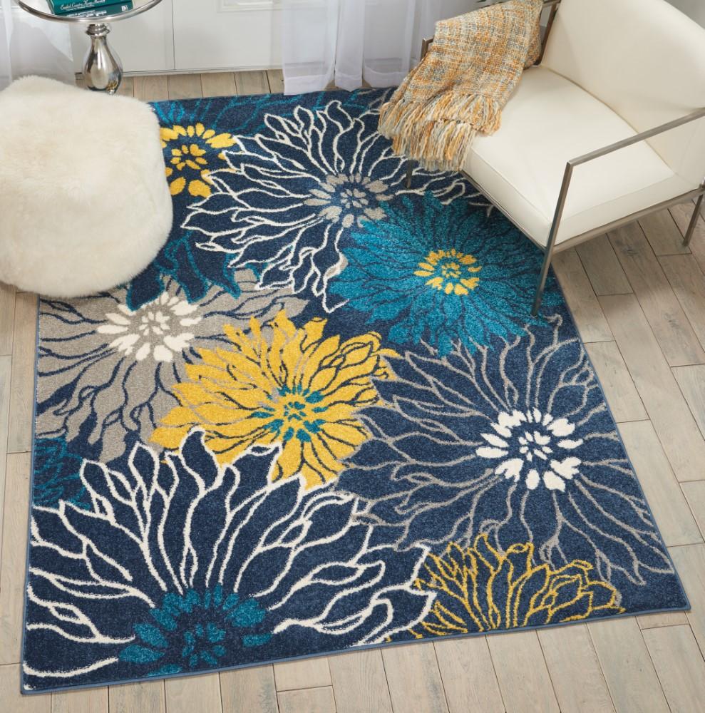 Nourison - Passion PSN17 Blue 53in x 73in Floral Area Rug - PSN17-99446403070 veiw 3