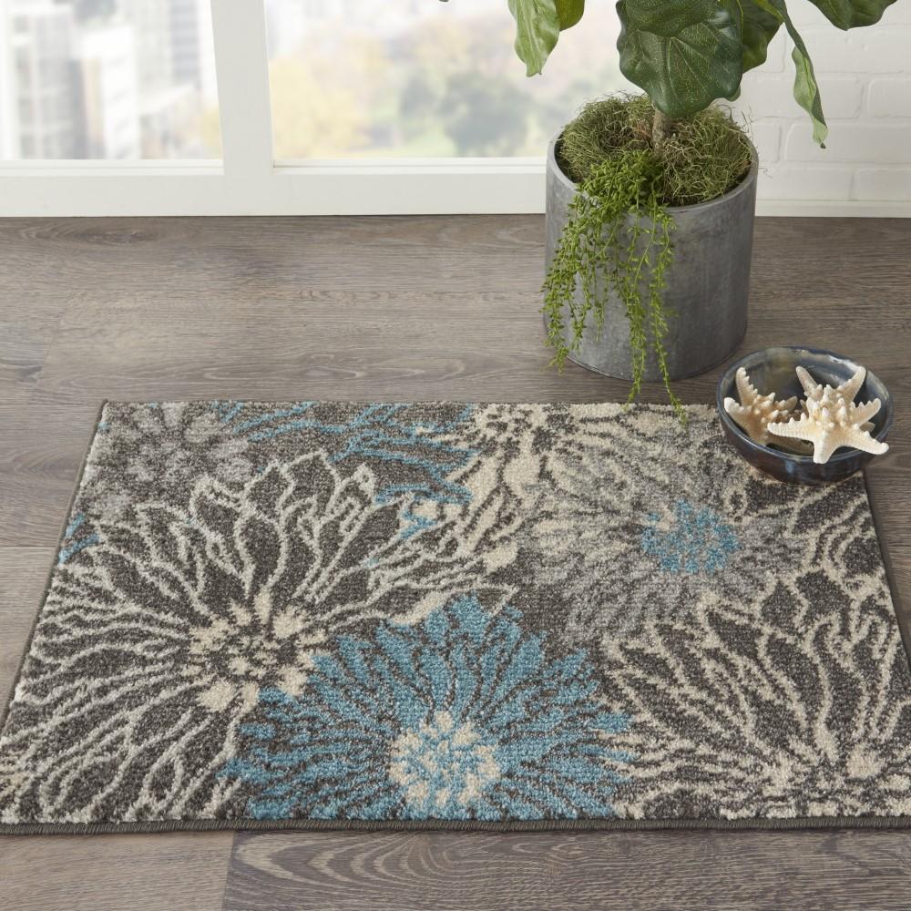 Nourison - Passion 110in x 210in Charcoal and Blue Area Rug - PSN17-99446734631 veiw 2