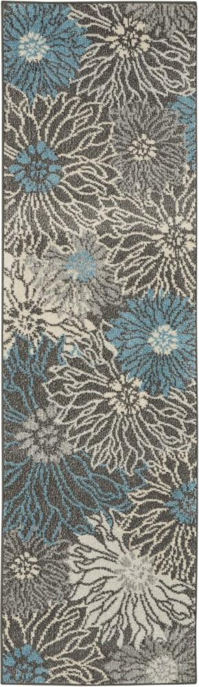 Nourison - Passion 22in x 76in Charcoal and Blue Area Rug - PSN17-99446734693 veiw 1