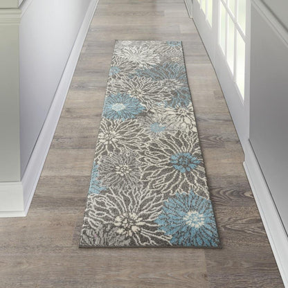 Nourison - Passion 22in x 76in Charcoal and Blue Area Rug - PSN17-99446734693 veiw 2