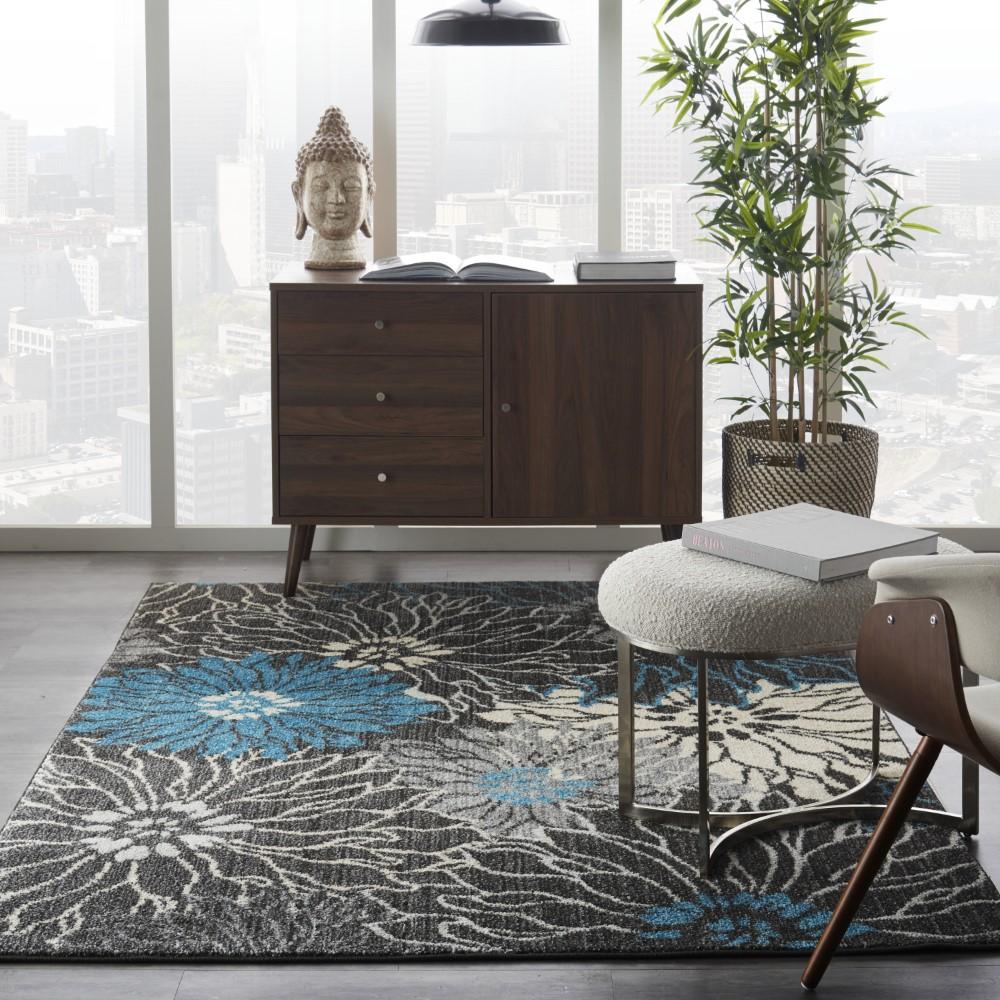 Nourison - Passion 39in x 59in Charcoal and Blue Area Rug - PSN17-99446734709 veiw 2