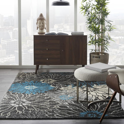 Nourison - Passion 39in x 59in Charcoal and Blue Area Rug - PSN17-99446734709 veiw 2
