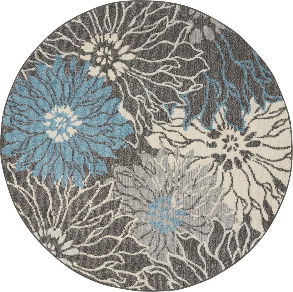 Nourison - Passion 53in x Round Charcoal and Blue Area Rug - PSN17-99446734785 veiw 1
