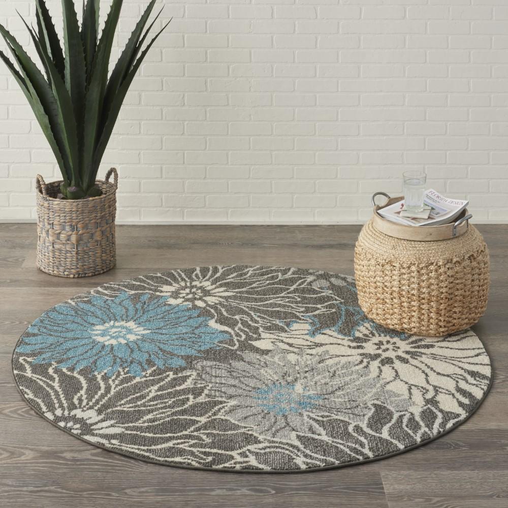 Nourison - Passion 53in x Round Charcoal and Blue Area Rug - PSN17-99446734785 veiw 2